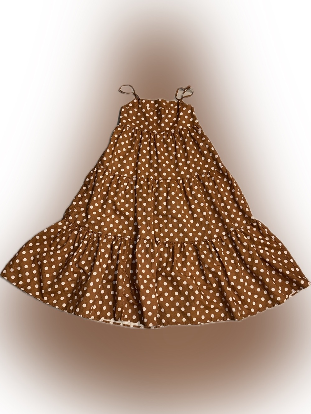 Charlie Holiday Brown and White Polka Dot Tiered Maxi Skirt